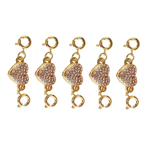 AKOOSY 5 Stück Herz Halskette Schlüssel heartstopped schmuckherstellung jewellery accessories Jewelry making DIY schnalle für frauen dame Diamant-Magnetschnalle Kristall Golden von AKOOSY