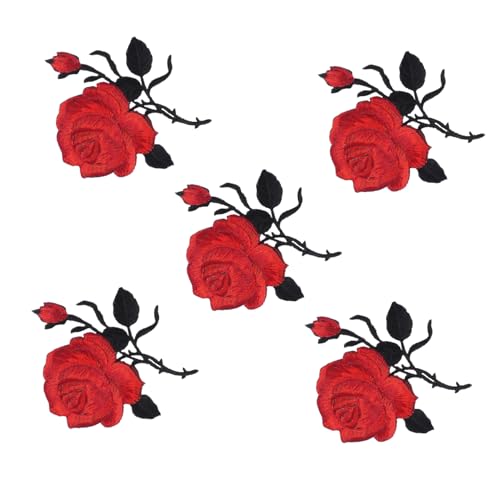 AKOOSY 5 Stück Rosen Aufnäher zum Aufbügeln Bestickte Bügelflicken für Kleidung Taschen Schuhe Praktische Applikationen zum Reparieren und Verzieren Rote Stickerei Patches Einfach AKOOSY 5 Stück Rosen Aufnäher zum Aufbügeln Bestickte Bügelflicken für Kleidung Taschen Schuhe Praktische Applikationen zum Reparieren und Verzieren Rote Stickerei Patches Einfach von AKOOSY