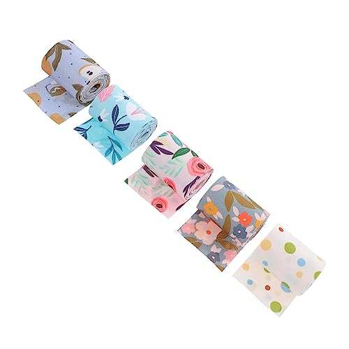 AKOOSY 5 Stück Schleife ribbon bandfeile haar clips spangen seiten markiese klebeband für kleidung Basteln Bogen Weiß Blumen- salbeigrünes Band Bastelband Wickelband Band für DIY Stoff von AKOOSY