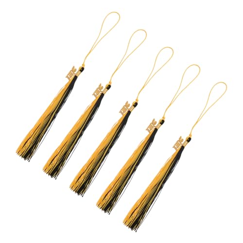 AKOOSY 5 Stück Teiliges Doktorhut Quasten Anhänger Abschlusskappen Dekoration DIY Bastelanhänger für Graduation Party Gold Schwarz Erinnerungsanhänger von AKOOSY