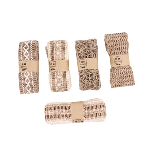 AKOOSY 5 Stück Teiliges Juteband mit Spitzenmuster Dekoratives DIY band für Geschenkverpackung Hochzeitsdeko Basteln und Blumige Arrangements Vielseitiges Naturfaserband für Handarbeiten AKOOSY 5 Stück Teiliges Juteband mit Spitzenmuster Dekoratives DIY band für Geschenkverpackung Hochzeitsdeko Basteln und Blumige Arrangements Vielseitiges Naturfaserband für Handarbeiten von AKOOSY
