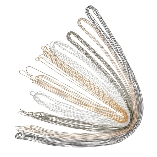 AKOOSY 5 Stück Teiliges Metall Kugelkette Perlenkette DIY Schmuckkette Verlängerungskette für Halsketten Schlüsselanhänger und Handykette Geeignet Silber Gold Schwarz von AKOOSY