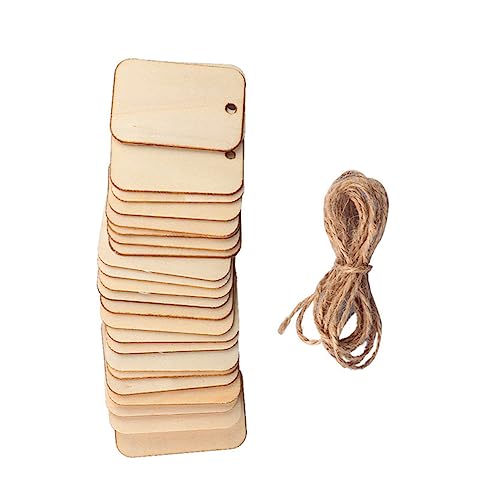 AKOOSY 50 Stück Holz Hängeetiketten Naturholz mit Hanfseil DIY Bastelverzierungen für Hochzeiten Partys und Heimdekorationen von AKOOSY