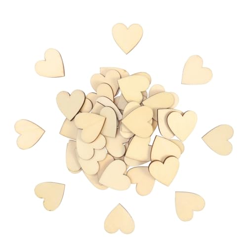 AKOOSY 50 Stück Holzherz Scheiben mit Rinde Blanko Holzscheiben Dicke für DIY Basteln Scrapbooking Malen und Rustikale Dekorationen in Naturholz Farbe von AKOOSY