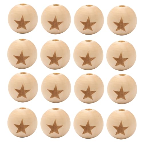AKOOSY 50 Stück Holzperlen zum Auffädeln Natürliche DIY Bastelperlen für Schmuckherstellung Langlebige Leichte Holzkugeln mit Sternmotiv für Mädchen und Makramee Projekte AKOOSY 50 Stück Holzperlen zum Auffädeln Natürliche DIY Bastelperlen für Schmuckherstellung Langlebige Leichte Holzkugeln mit Sternmotiv für Mädchen und Makramee Projekte von AKOOSY