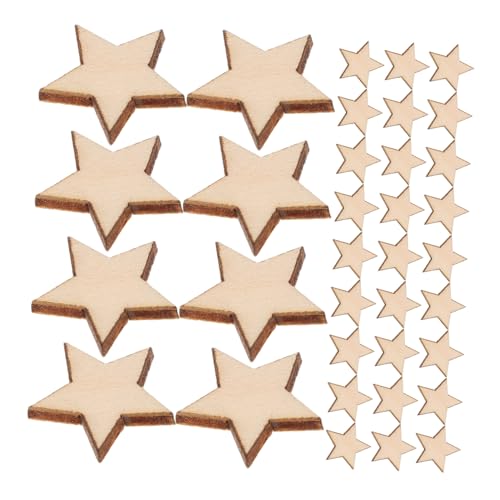 AKOOSY 50 Stück Kleine Holzsterne zum Basteln Stabile Fünfzackige Holz deko zum Bemalen DIY Holzsterne für Weihnachtsdeko Kreative Holzornamente für Handwerk und Tischdekoration von AKOOSY
