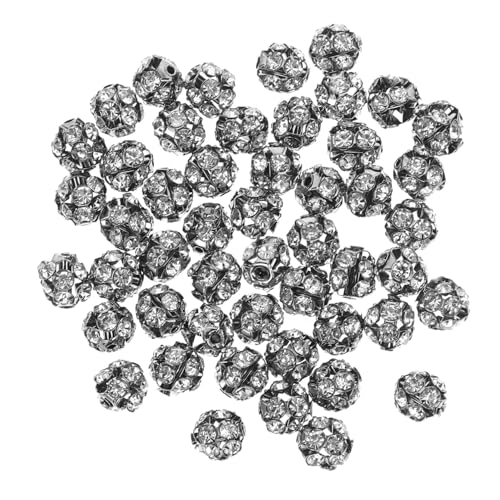 AKOOSY 50 Stück Legierungs abstandsperlen mit Kristallbesatz Lose Spacer Beads für DIY Schmuckherstellung Langlebige Leichte Metallperlen für Halsketten Armbänder Schwarz von AKOOSY