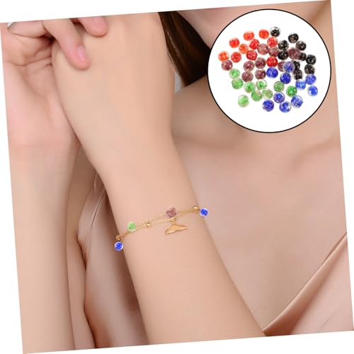 AKOOSY 50 Stück Leuchtende Glasperlen Transparent Runde Spacer Perlen mit Nachleuchtendem für Diy Schmuck Armbänder Halsketten und Bastelprojekte in Blau Schwarz Grün Rot Lila von AKOOSY