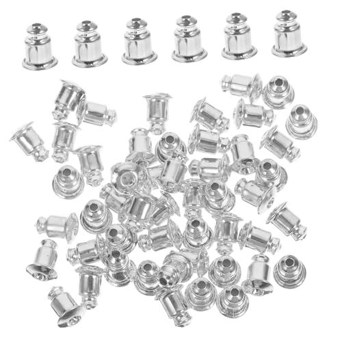 AKOOSY 50 Stück Ohrring verschlüsse aus Kupfer Antirutsch stopper für Ohrstecker Große Bullet form Silberbeschichtung DIY Schmuckzubehör für Sichere Befestigung bei Ohrsteckern von AKOOSY