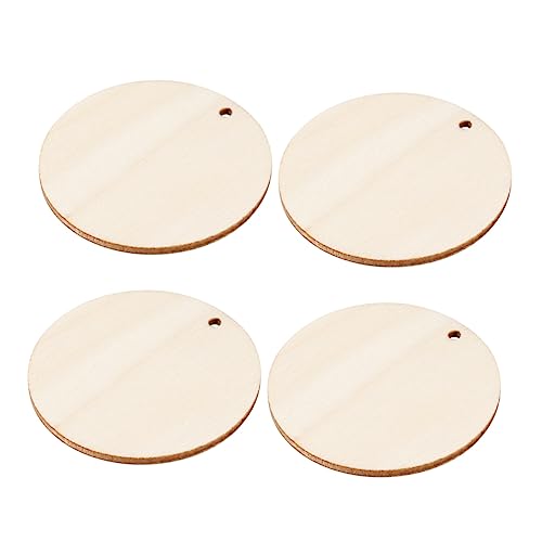 AKOOSY 50 Stück Runde Holzscheiben mit Loch Naturbelassene Holzplättchen zum Basteln Glatte Oberfläche DIY Holzscheiben für Malerei Hochzeit Heimdekoration Umweltfreundliches von AKOOSY