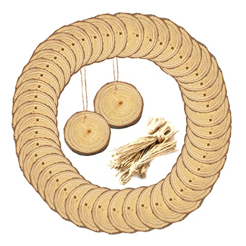 AKOOSY 50 Stück kreativer DIY-Holzchip-Anhänger Holzanhänger Holzornamente Holzdekoration für Fotos Holzdekoration für Partys DIY Holzchip Anhänger natürlicher Holzchip-Anhänger Hölzern von AKOOSY