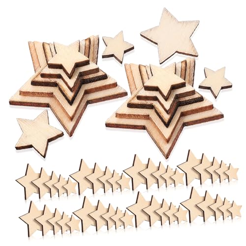 AKOOSY 500 Stück Teiliges Naturbelassene Holzsterne in Vielseitige Bastelsterne für DIY Dekoration Streudeko Weihnachts und Hochzeitsaccessoires Unbemalt Robustes Holzmaterial von AKOOSY