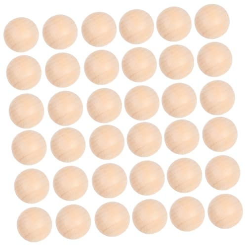 AKOOSY 50Stücke Runder Holzball Natürliche Holzperlen ohne Bohrung Zubehör für DIY Projekte Basteln und Schmuckherstellung Solidem Lotus Holz von AKOOSY