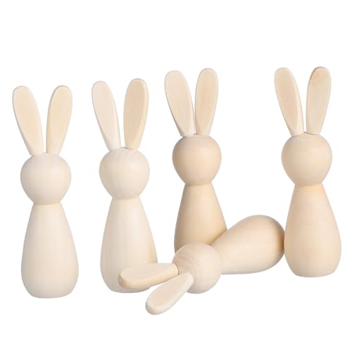 AKOOSY 5Stücke Holzkaninchen Unbehandelt DIY Bastelset für Tischdekoration Unbemalte Holzfiguren zum Gestalten für Ostern und Projekte AKOOSY 5Stücke Holzkaninchen Unbehandelt DIY Bastelset für Tischdekoration Unbemalte Holzfiguren zum Gestalten für Ostern und Projekte von AKOOSY