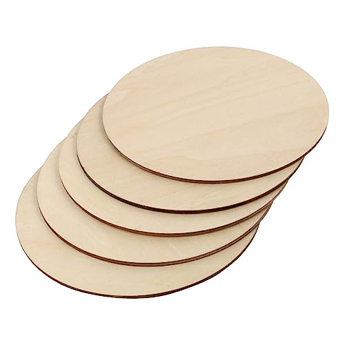 AKOOSY 5Stücke Runde Holzscheiben Unlackiert DIY Holzplatten für Bastelarbeiten für Dekorationen Malerei und Projekte von AKOOSY