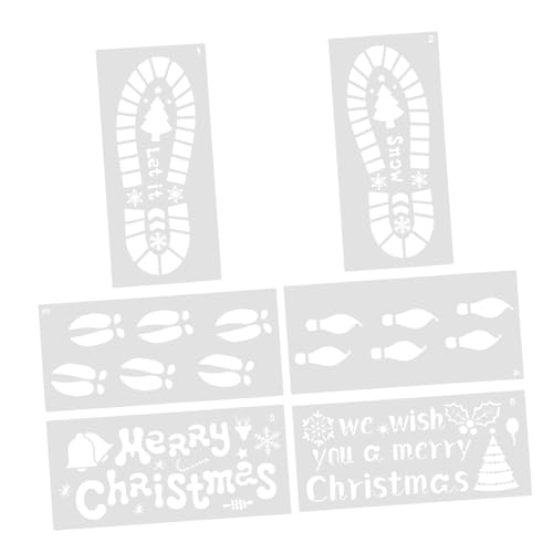 AKOOSY 6 Blätter Weihnachtsschablonen Fußabdruck Malvorlagen Wiederverwendbar DIY Bastelzubehör Kinderfreundlich Glatt Sicher Kreative Weihnachtsdekoration von AKOOSY