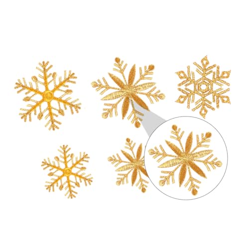 AKOOSY 6 Stück Teiliges Goldene Schneeflocken Aufbügler Patches Bestickte Weihnachtsapplikationen zum Nähen und Aufbügeln Langlebige DIY Stoffaufnäher für Kleidung und Accessoires von AKOOSY