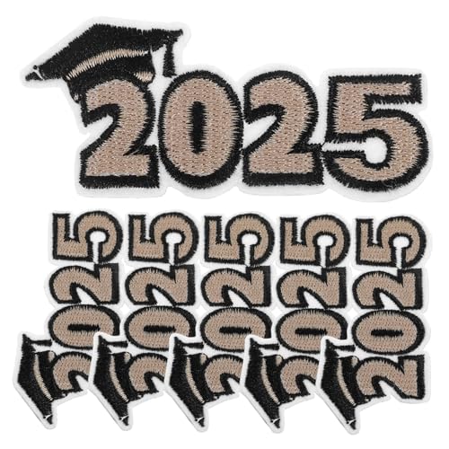 AKOOSY 6 Stück Teiliges Graduation Bügelbilder Bestickte Patch Abzeichen mit Eisenaufnäher Vielseitige DIY Verzierungen für Kleidung und Hüte Festliche Abschlussfeier Dekoration und von AKOOSY