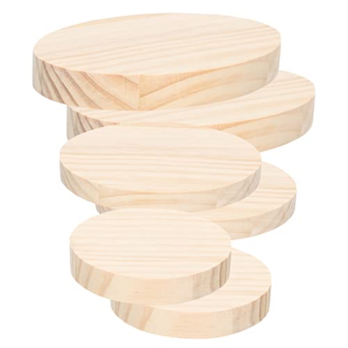 AKOOSY 6 Stück Teiliges Holzplatten für Basteln Figurenanzeige Halter Hochwertigem Naturholz Langlebige DIY Basis für Minifiguren Sichere Holzuntersetzer Vielseitig für Kreative Projekte von AKOOSY