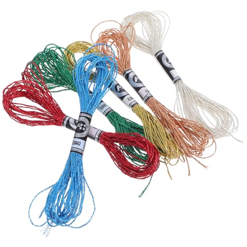 AKOOSY 6 Stück Teiliges Metallic Stickgarn Vielseitiges Polyester Kreuzstich Garn Glänzende Stickfäden für Handarbeit Anfängerfreundlich für DIY Stickerei und Kunsthandwerk von AKOOSY