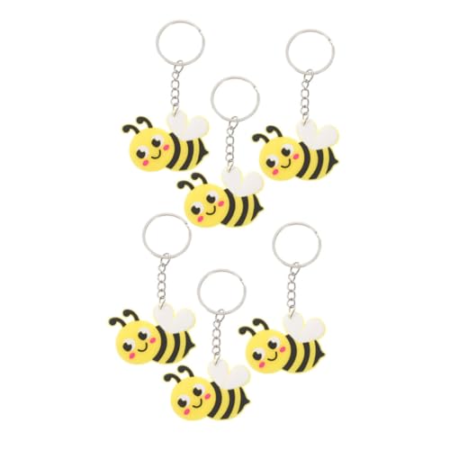 AKOOSY 6 Stück Teiliges Niedlicher Bienen Schlüsselanhänger Cartoon Design Leichte Bag Pendant Schlüsselring Anhänger als und Dekoration für Tasche Schlüsselbund Rucksack von AKOOSY