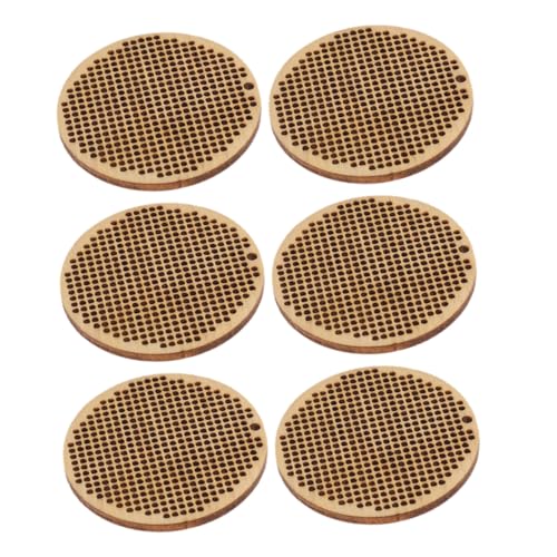 AKOOSY 6 Stück Teiliges Runde Holzplättchen für Kreuzstich DIY Handgefertigte Holzanhänger Einzigartige Holzstücke zum Sticken Vielseitig für Schmuck Buchzeichen und Accessoires von AKOOSY