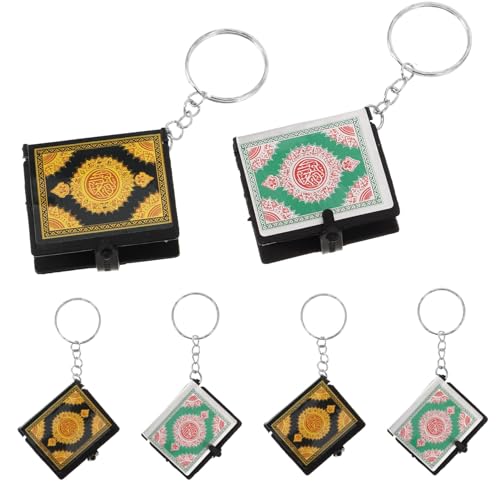 AKOOSY 6 Stück Teiliges Set Mini Schlüsselanhänger Buchform Kreative Bibelanhänger in Grün und Gold Langlebige Taschen Rucksackdeko Modische Schlüsselringe für Alltag und Geschenk von AKOOSY