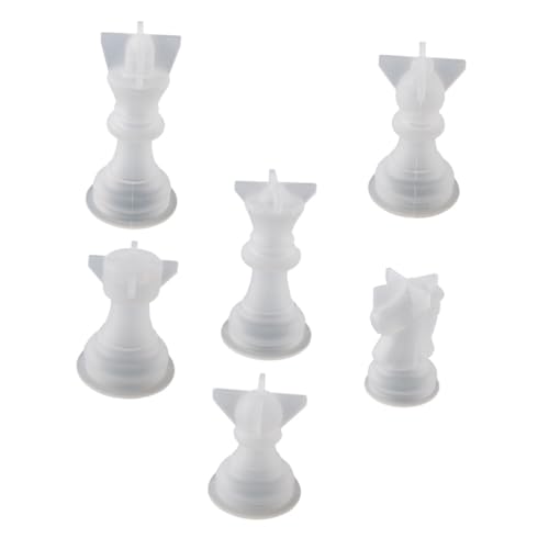 AKOOSY 6 Stück Teiliges Silikon gießform Schachfiguren Langlebige DIY formen für Epoxidharz Einfache Herstellung von Schachspiel figuren für Familien und Bastelenthusiasten von AKOOSY