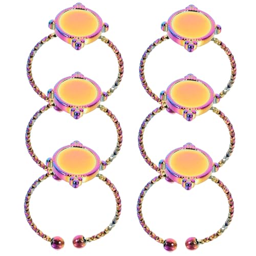 AKOOSY 6 Stück Teiliges Verstellbare Ringrohlinge aus Edelstahl Ovale Offene Ringbasen für DIY Schmuckherstellung Glatte Oberfläche zum Gravieren und Basteln Farbige Grundplatten für von AKOOSY