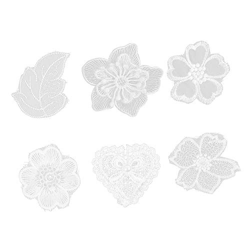 AKOOSY 6 Stück Teiliges Weiße Spitzenapplikationen Stickerei Patches Langlebige Spitzenblumen zum Aufnähen Vielseitig für DIY Kleidung Tücher Mützen Handgefertigte Verzierungen von AKOOSY