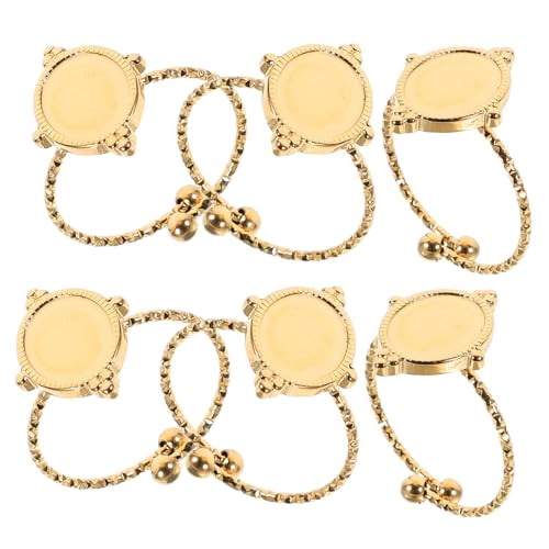 AKOOSY 6 Stück Verstellbare Ringrohlinge aus Edelstahl Ovaler Ring Blank mit Flachem Boden DIY Schmuckherstellung Zubehör Goldfarbene Ringe zum Selbermachen und Gestalten von AKOOSY