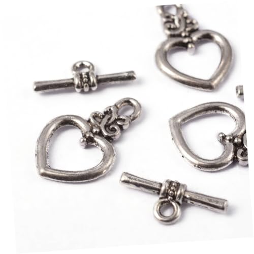 AKOOSY 60 Sätze Teiliges Herz form Toggle Verschlüsse aus Legierung Vintage Schmuckverbinder für DIY Armband und Halskette Langlebig Leicht Farben Mix für Schmuckherstellung und von AKOOSY