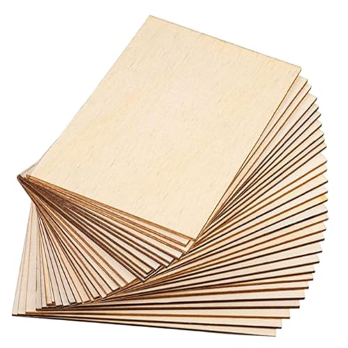 AKOOSY 60 Stück Leere Rechteckige Holzstücke Heimdekoration Unbehandelte Holzscheiben Quadratische Holzscheiben Holzformen Zum Basteln Holzrohlinge Holzquadrate Holz Zum Basteln von AKOOSY