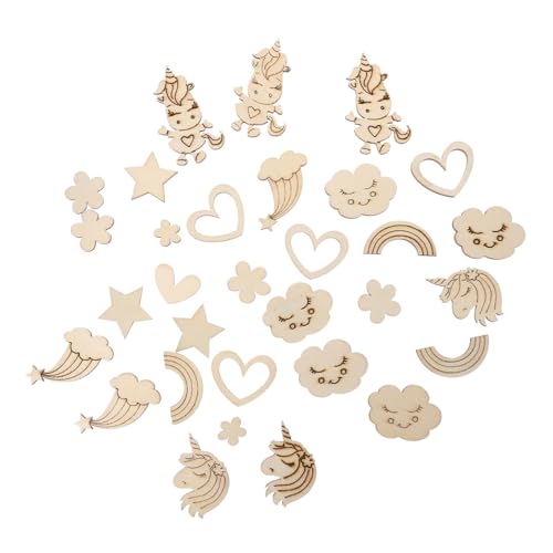 AKOOSY 60 Stück Teiliges DIY Holz Einhorn zum Bemalen und Gestalten Kreative Holzfiguren für Langlebiges Material Fördert und Fantasiefähigkeiten für Künstlerische Bastelprojekte und von AKOOSY