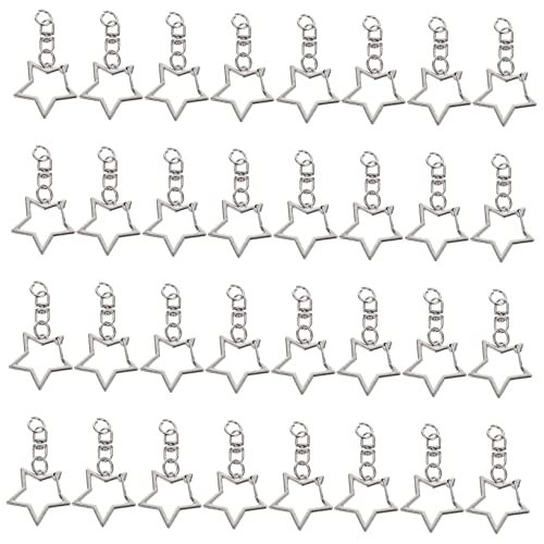 AKOOSY 60Stücke DIY Sternförmige Drehverschluss Schlüsselanhänger Clips Metall Schwenkverschluss mit Kette für Handwerksprojekte Dekorationen und Schlüsselbundgestaltung von AKOOSY