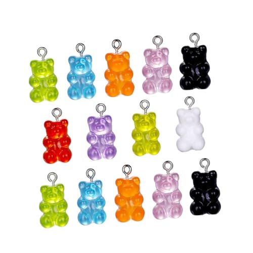 AKOOSY 70 Stück Teiliges Resin Bären Anhänger Bunte Transparente Kleine Bärchen Charms für DIY Schmuckherstellung Schlüsselanhänger Taschenanhänger Bunte Harzanhänger von AKOOSY