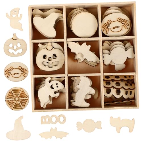 AKOOSY 72 Stück Teiliges Holz Dekorationsset mit Vielfältigen Halloween Motiven DIY Holzchips für Kreative Bastelarbeiten Holzornamente für Erwachsene zur Festlichen Halloween Deko AKOOSY 72 Stück Teiliges Holz Dekorationsset mit Vielfältigen Halloween Motiven DIY Holzchips für Kreative Bastelarbeiten Holzornamente für Erwachsene zur Festlichen Halloween Deko von AKOOSY