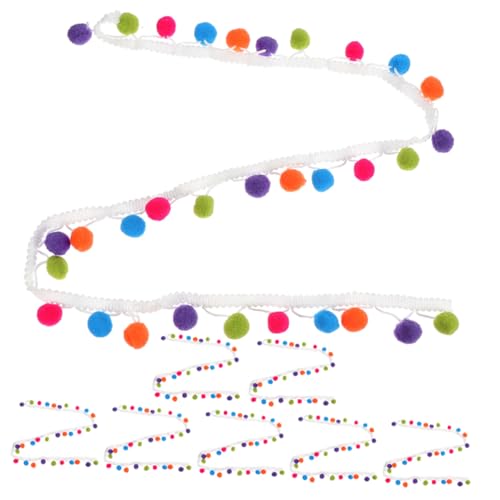 AKOOSY 8 Stück Teiliges Pom Pom Ball Fransenband aus Polyester Farbenfrohes DIY Nähzubehör für Kinderzimmerdekoration Langlebiges Hautfreundliches Kleidungs und Bastelband von AKOOSY