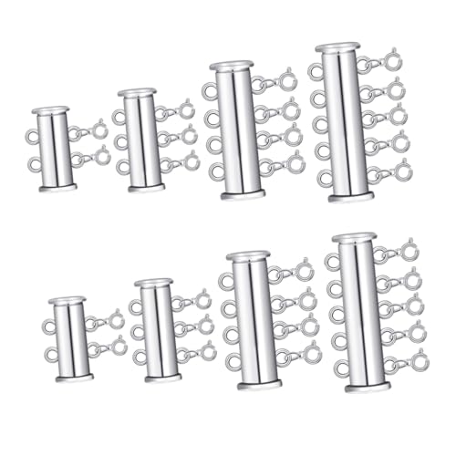 AKOOSY 8 Stück Teiliges Schmuckverschluss mit Perlenverschluss Verstellbarer Schiebeverschluss für Armbänder und DIY Schmuckzubehör Silber für Stränge von AKOOSY