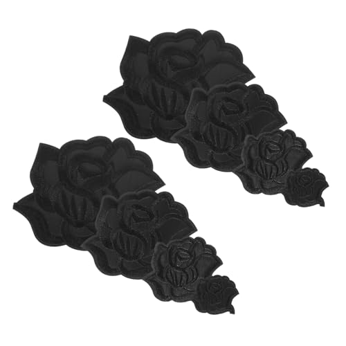 AKOOSY 8 Stück Teiliges Schwarze Rosen Bügel-patches Verschiedene Gestickte Applikationen zum Aufbügeln Dekorativ und Reparierend für Jacken Rucksäcke Pullover und Kleidung von AKOOSY