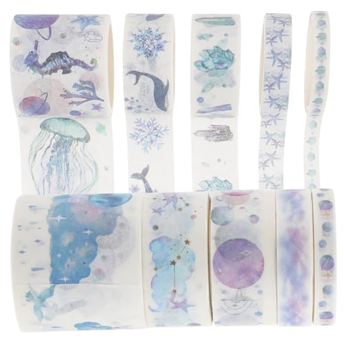 AKOOSY 8-Teiliges Set Washi -Klebeband buch dekoration washi-tape dekoratives Klebeband washi+-+tape Buchdekoration papierklebeband Sammelalbum Ozeandekor Sammelklebeband farbig Stern UV von AKOOSY