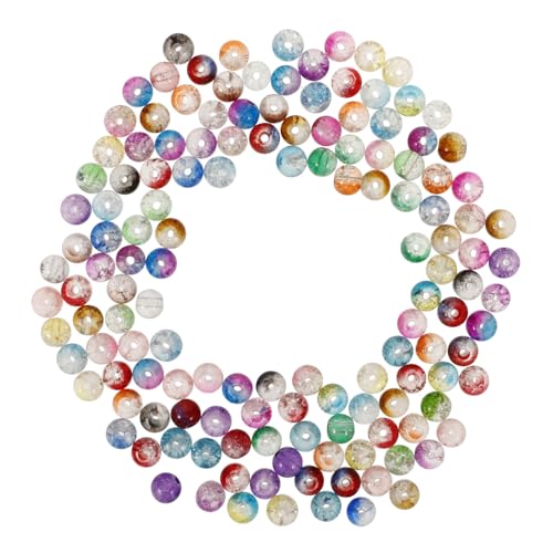 AKOOSY 80Stücke Glasperlen Farben Crackle Perlen für Armbänder und DIY Schmuckzubehör für Bastelprojekte und Schmuckherstellung von AKOOSY