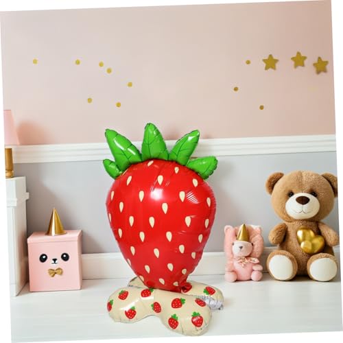 AKOOSY Aufblasbarer Erdbeer Folienballon Stehender Langlebiger Party Deko Ballon mit Realistischem Frucht Design für Kindergeburtstag Shower und Sommerfeste von AKOOSY