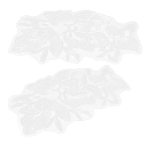 AKOOSY Bestickte Blumen Patches mit Perlen und Spitze zum Aufnähen Dekorative Applikationen für Kleidung Taschen Hüte Kleider Leichte Weiße Stickerei für DIY Textilien von AKOOSY