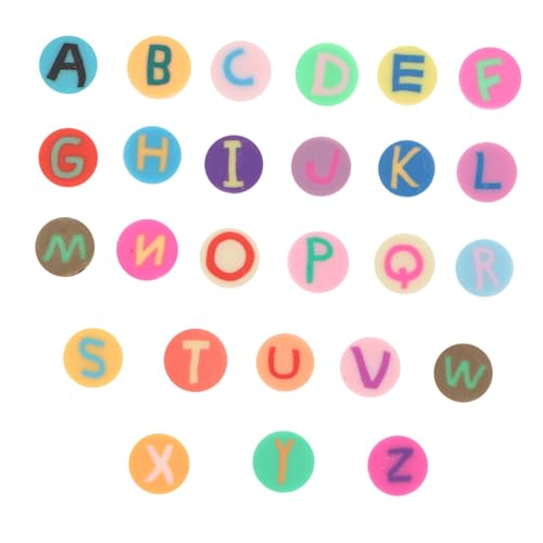 AKOOSY Bunte Runde Spacer Perlen mit Buchstabenmuster Leichte Polymer Clay Beads für Armband Halskette Schmuck DIY Zubehör pro Packung von AKOOSY