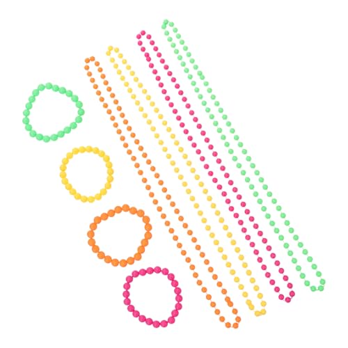 AKOOSY Buntes Perlenarmband und Halskette Teilig Leicht und Langlebig Party Schmuck für Damen und Mädchen mit Auffälligen Neonfarben und Einzigartigem Charme von AKOOSY