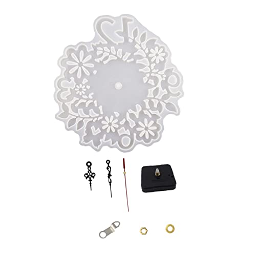 AKOOSY DIY Epoxidharz Uhrenform für Kreative Blumen Dekoration Silikon Uhrwerk Mold für Wanduhren Groß Mechanik von AKOOSY