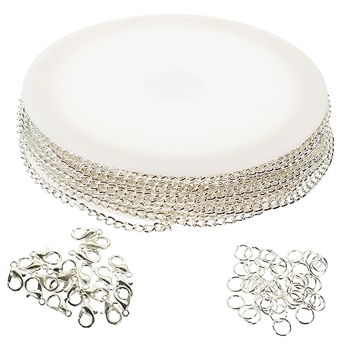 AKOOSY DIY Schmuck Eisenkette Silber Armbandkette mit Karabinerverschlüssen und Gliedern für Basteln Reparatur Schmuckherstellung Zubehör AKOOSY DIY Schmuck Eisenkette Silber Armbandkette mit Karabinerverschlüssen und Gliedern für Basteln Reparatur Schmuckherstellung Zubehör von AKOOSY