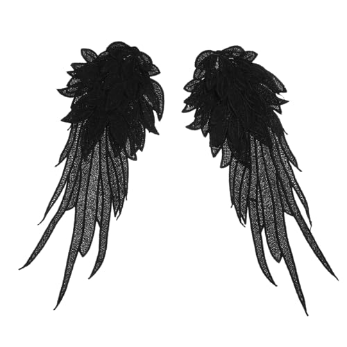 AKOOSY Engelsflügel Applikation zum Aufnähen DIY Kostüm Patch für Kleidung Große Schwarze Flügelbestickung Leichtes Komfortables Nähzubehör für Individuelle Party Festtagsoutfits von AKOOSY