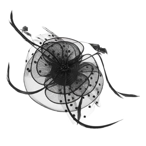 AKOOSY Fascinator Damen Haarschmuck Mesh mit Federn Eleganter Kleiner Hut Haarklammer für Tea Party und Festliche Anlässe Schwarzer Netzstoff Schonend und Vielseitig Passend von AKOOSY